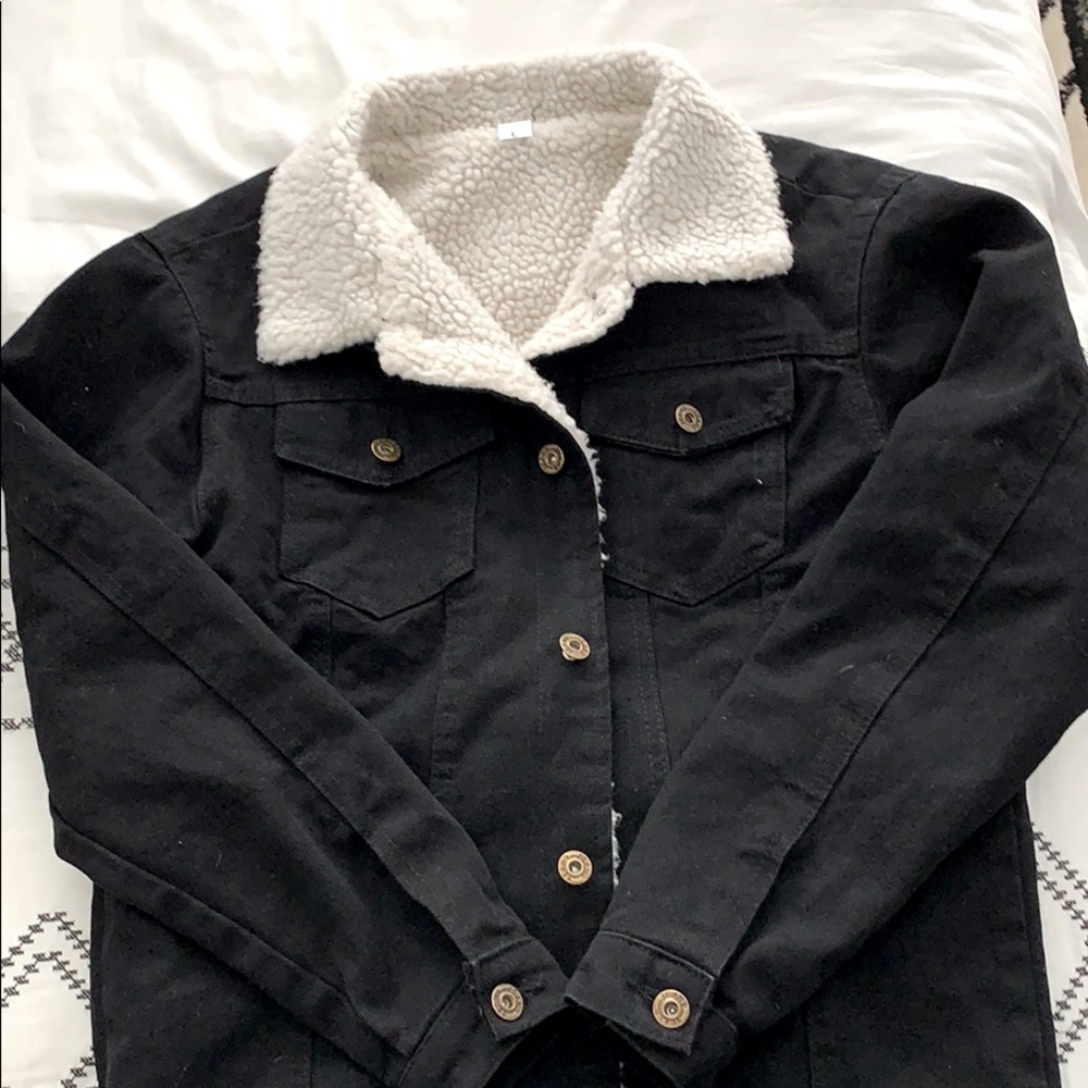 Black lined trucker style jean jacket
